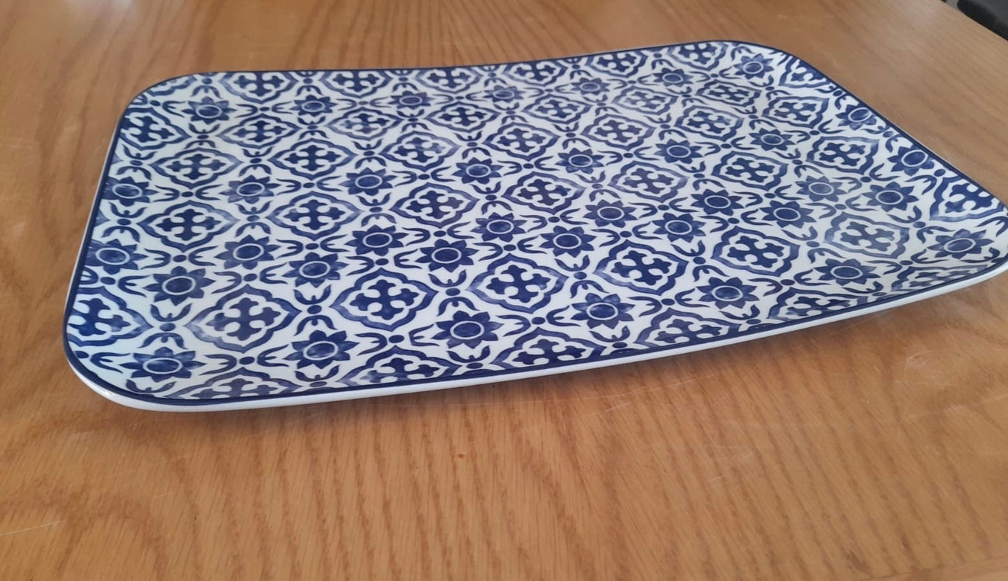 Blue and White Melamine Serving Tray