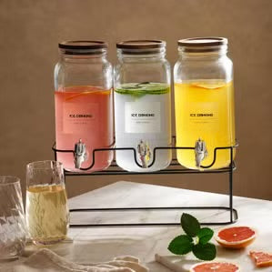 3-piece Drink Dispenser with Metal Stand