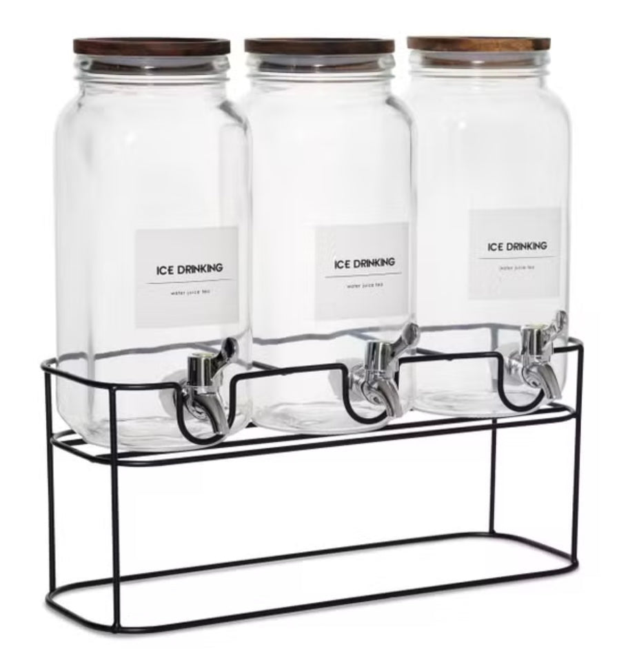 3-piece Drink Dispenser with Metal Stand
