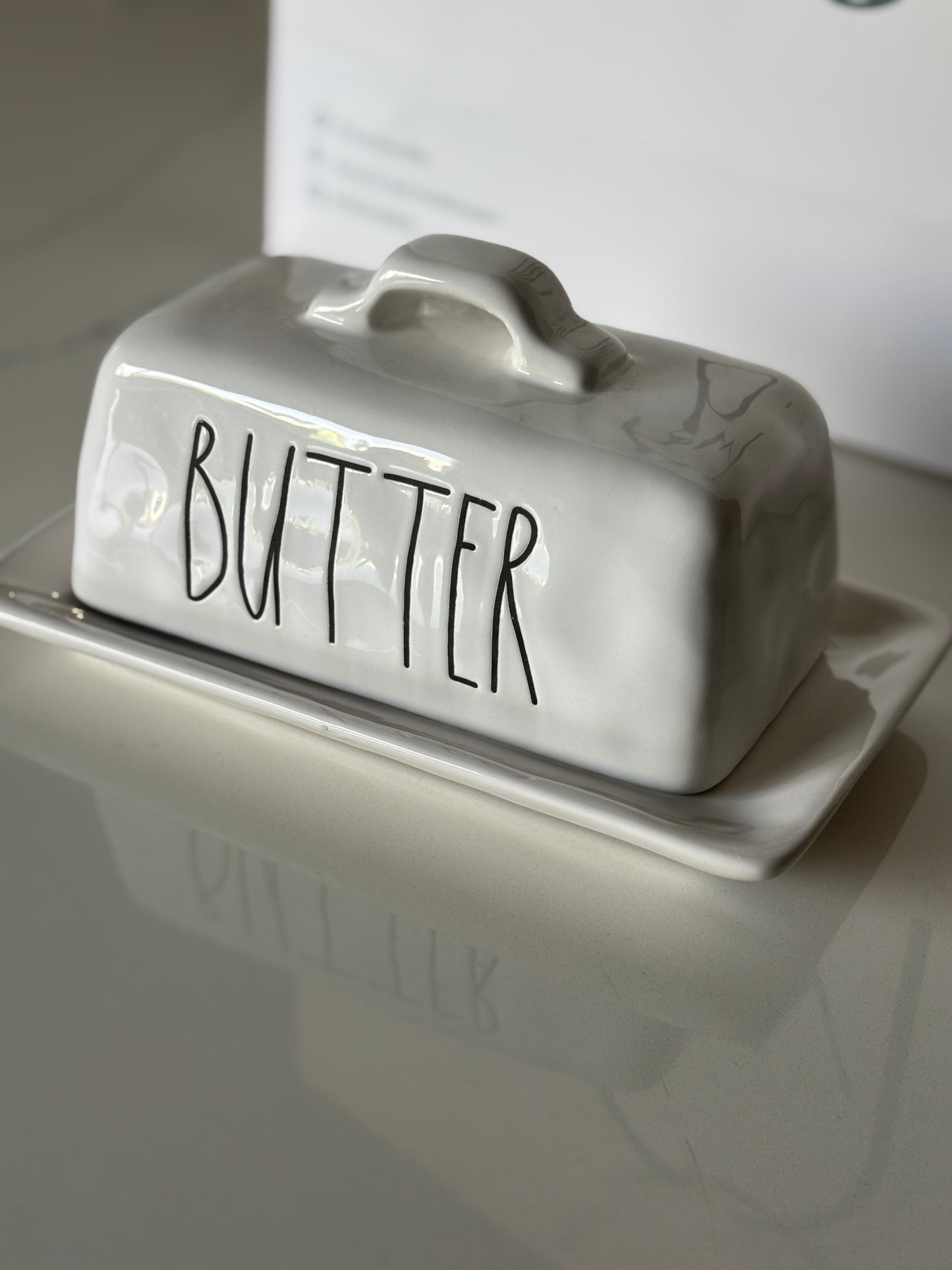 Rae Dunn Ceramic Butter Plate with Cover