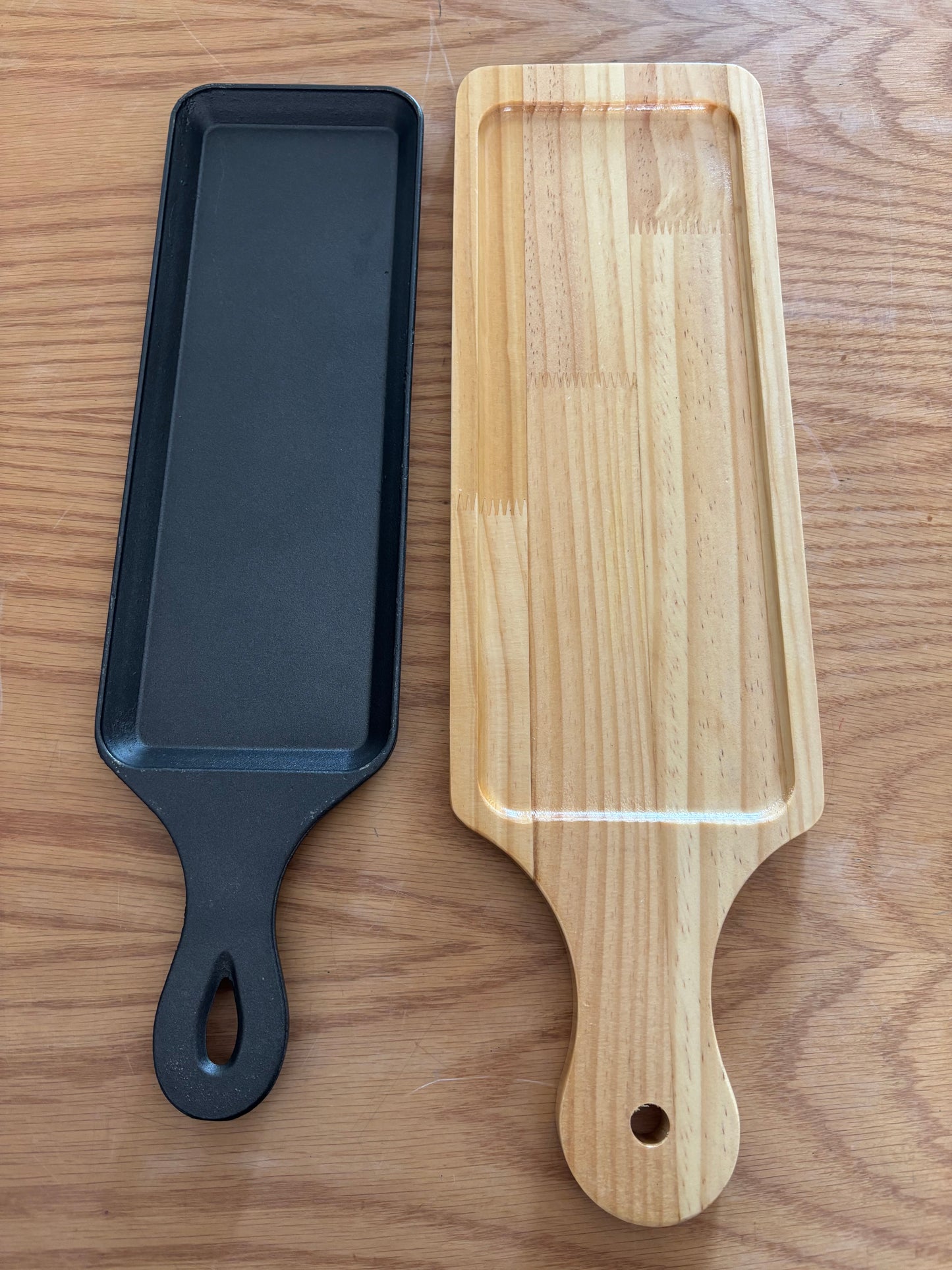 Cast Iron Serving Platter With Wooden Base