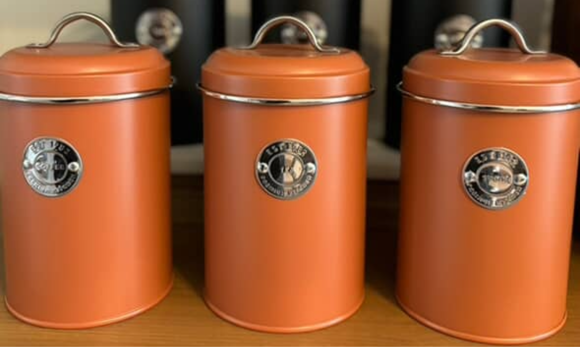 Rust Orange Storage Tins set of 3 pcs