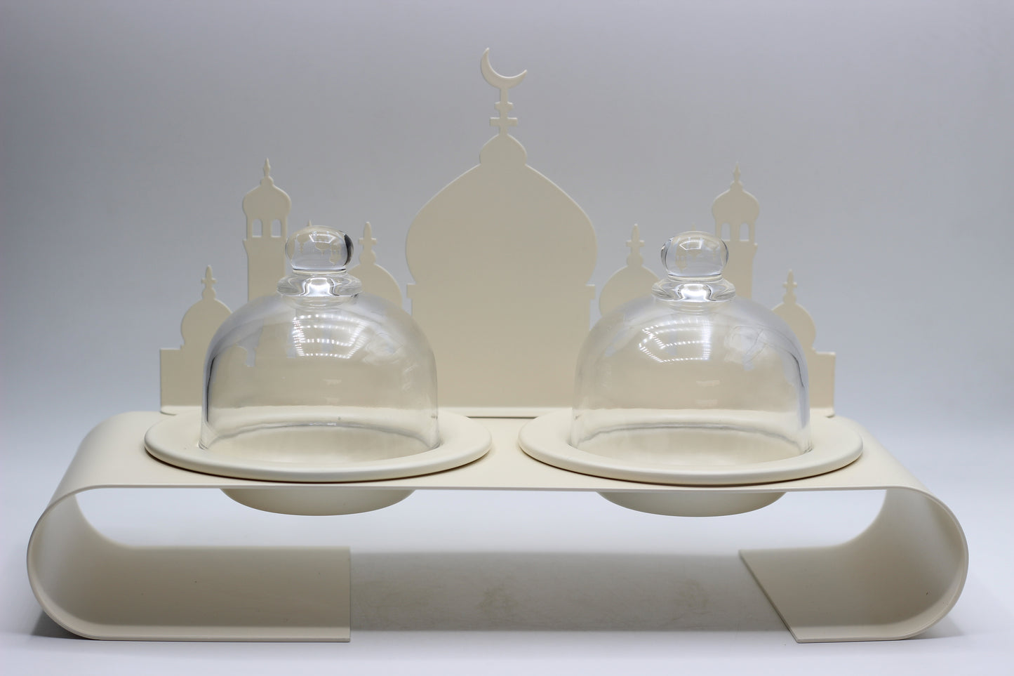 Laser Cut Arabian Inspired Appetizers Platter With Glass Dome