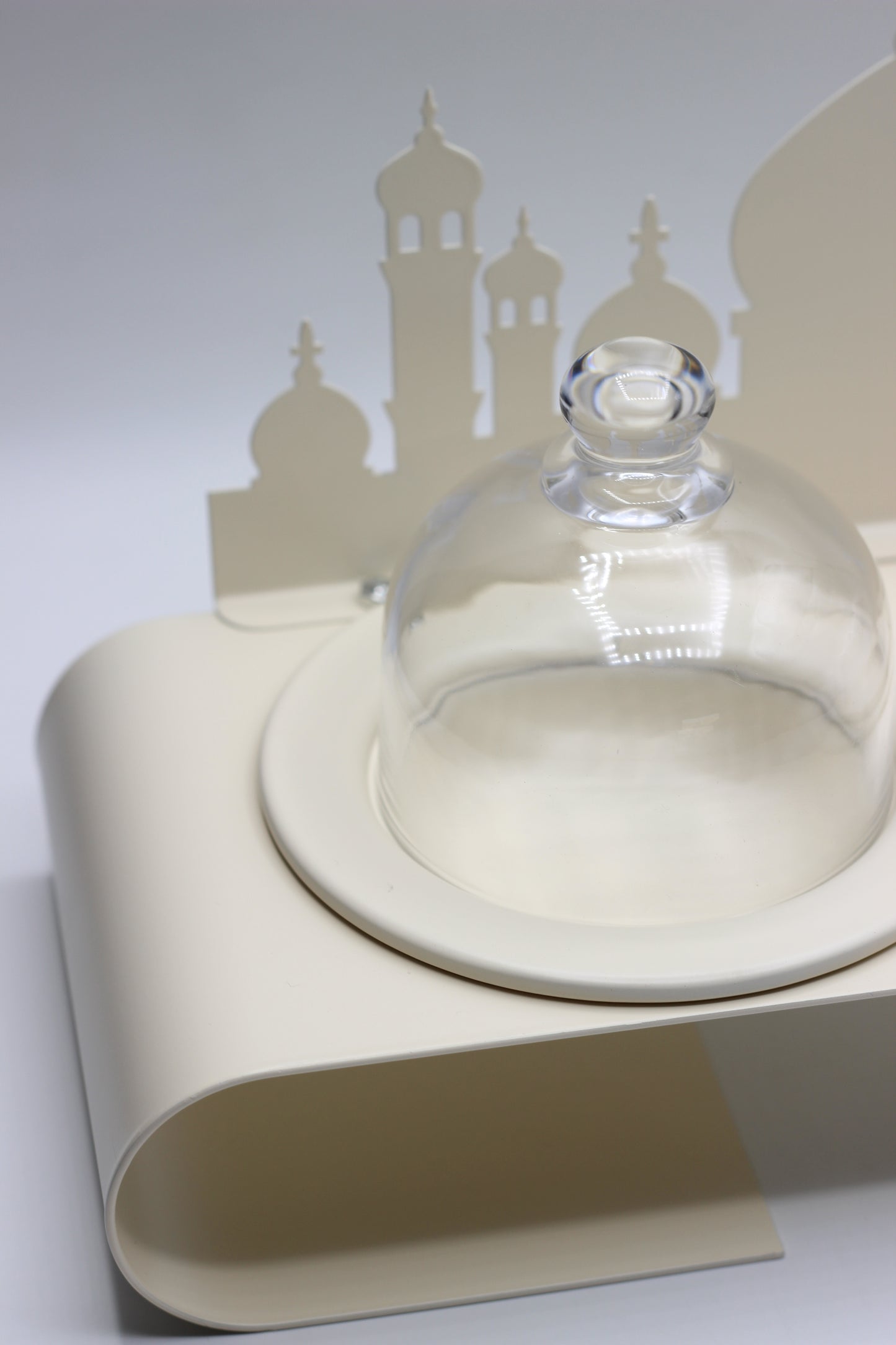 Laser Cut Arabian Inspired Appetizers Platter With Glass Dome