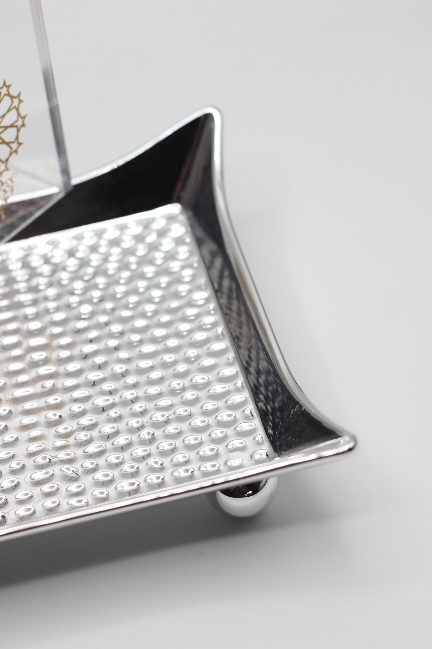 Ramadan Silver Hammered Tray with Plexi Cover