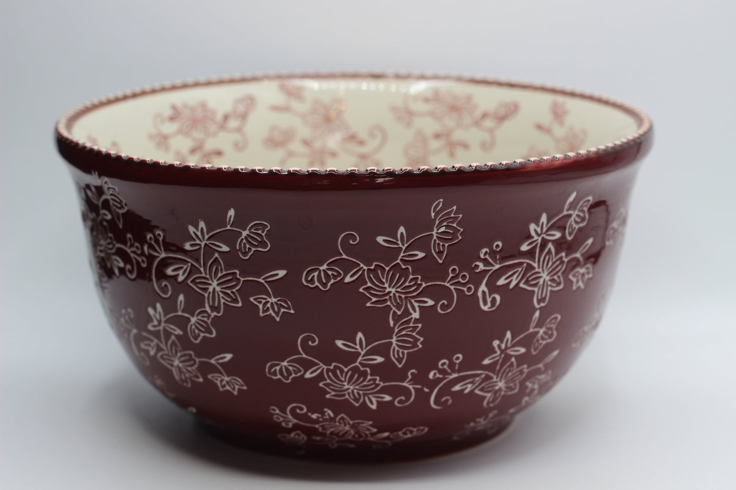 Burgundy Floral Lace Serving Bowls