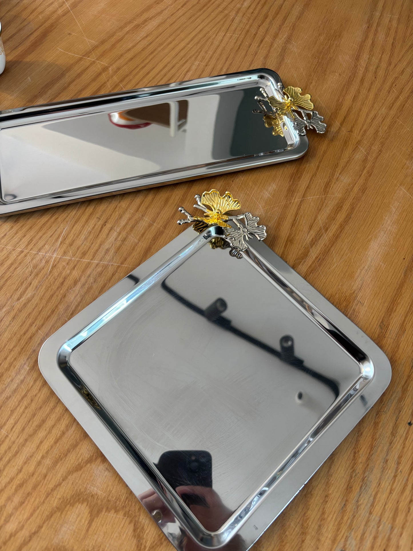 Luxury Stainless Steel Tray Butterfly Accessory