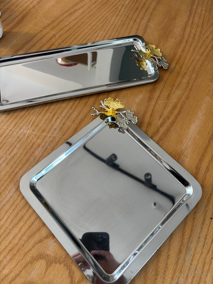Luxury Stainless Steel Tray Butterfly Accessory