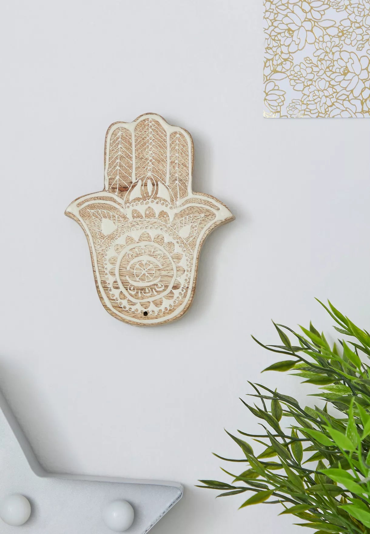 Mini Wooden Hamsa Hand Decoration