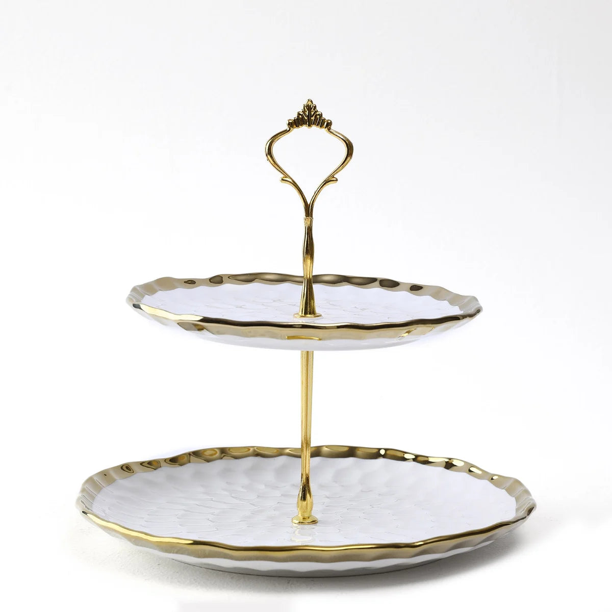 White & Gold 2-Tier Cake Stand