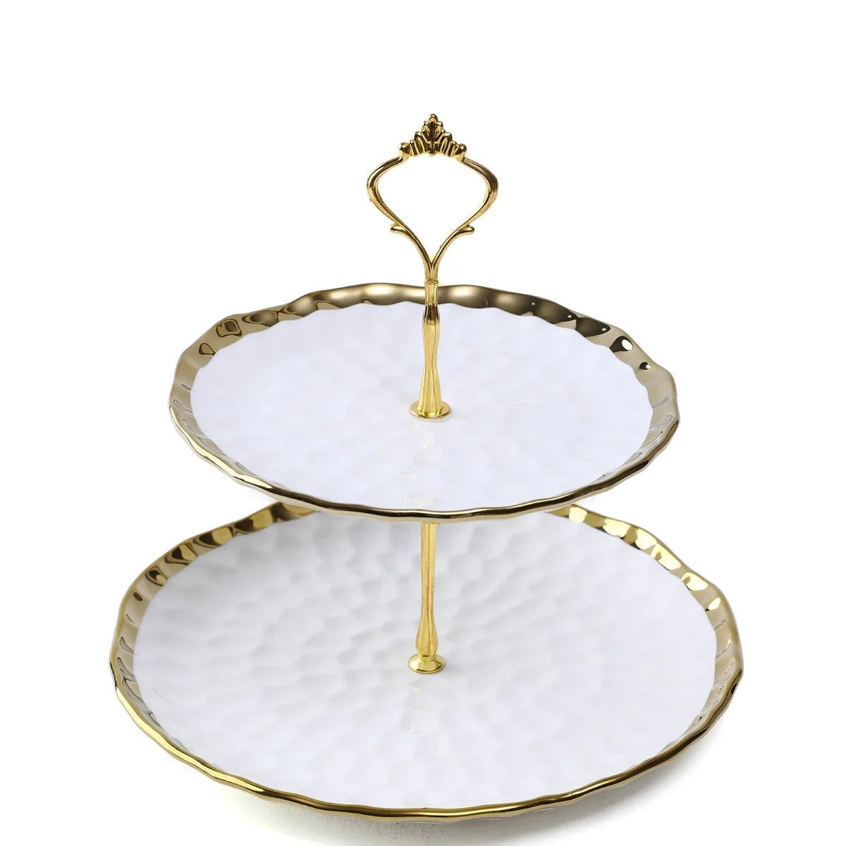 White & Gold 2-Tier Cake Stand