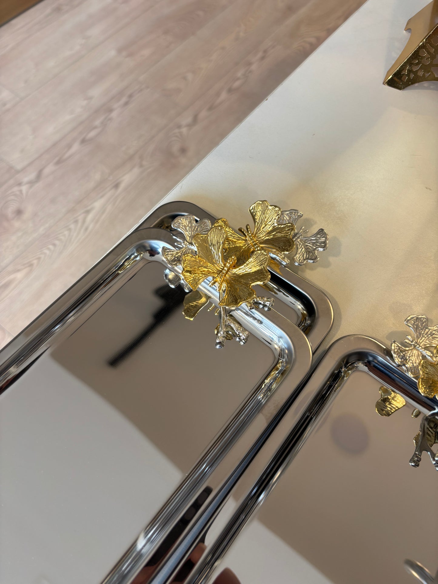 Luxury Stainless Steel Tray Butterfly Accessory