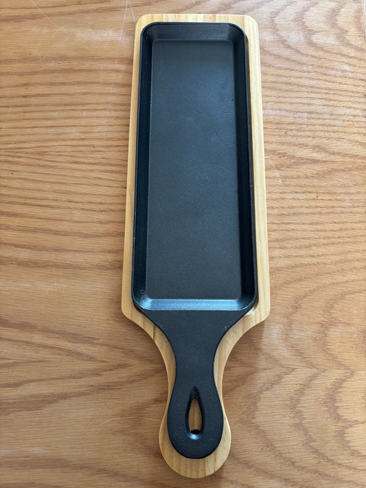 Cast Iron Serving Platter With Wooden Base