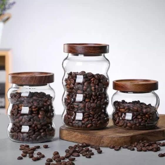 Bubble Glass Jar With Acacia Wooden Lid