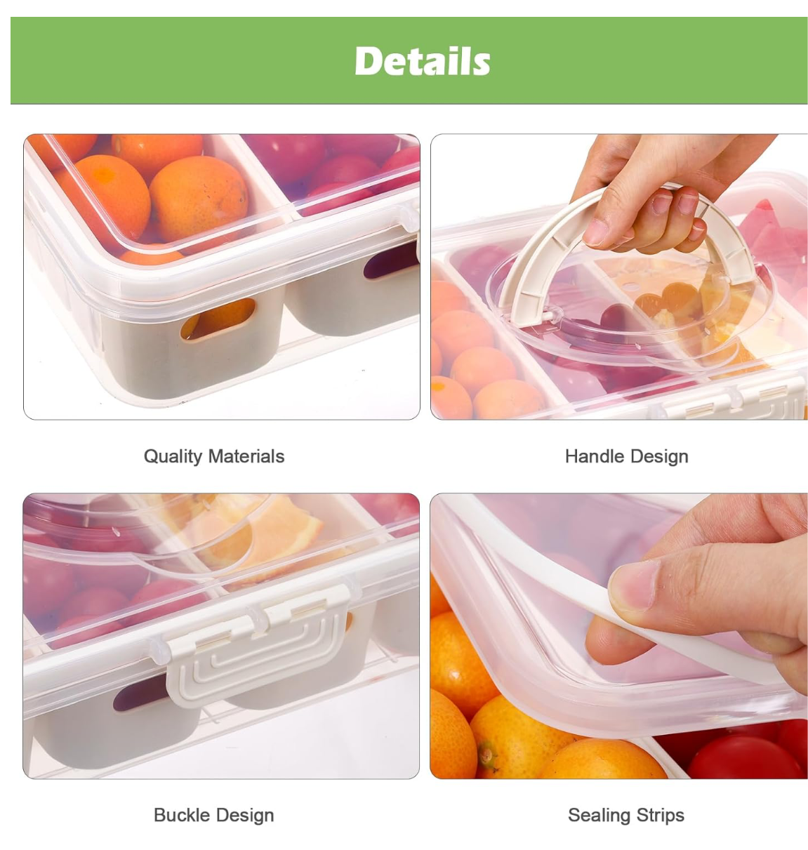 Food Storage Containers With 4 Removable Colanders