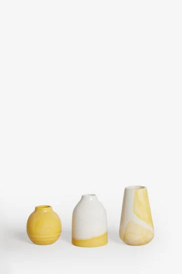 Set of 3 Brushstroke Ceramic Mini Vases