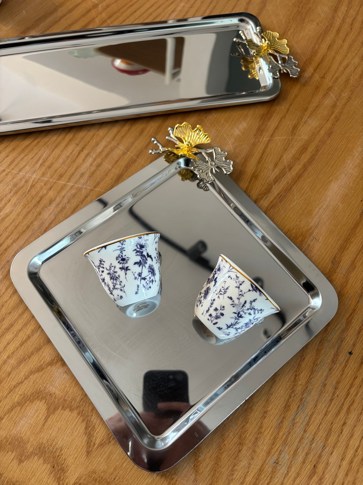 Luxury Stainless Steel Tray Butterfly Accessory