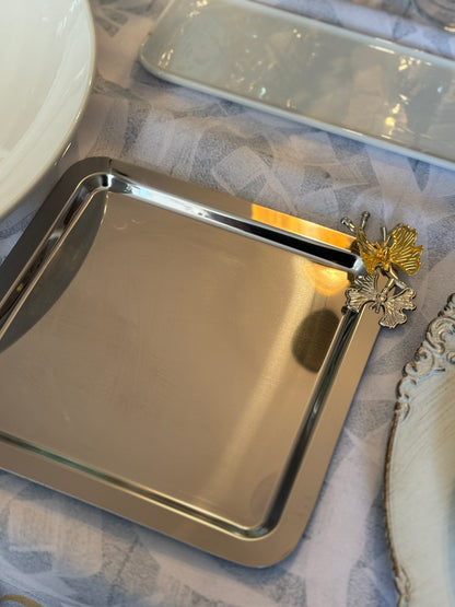Luxury Stainless Steel Tray Butterfly Accessory