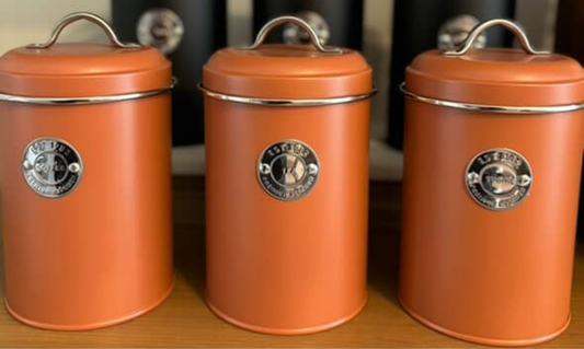 Rust Orange Storage Tins set of 3 pcs