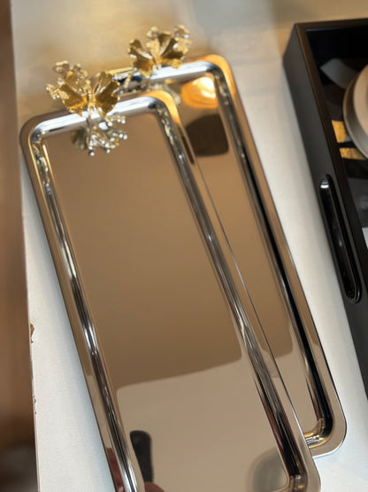 Luxury Stainless Steel Tray Butterfly Accessory