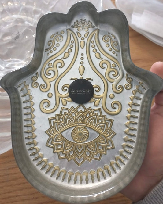 Hamsa Glass Decorative Plate