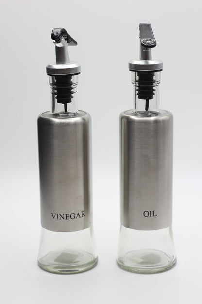 Metal with glass Oil and Vinegar Set