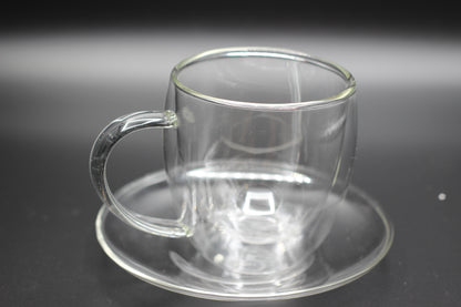 Double Wall Glass Cup and Saucer