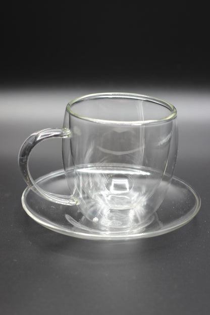 Double Wall Glass Cup and Saucer