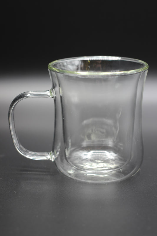 Curved Double Walled Glass with handle  300ml