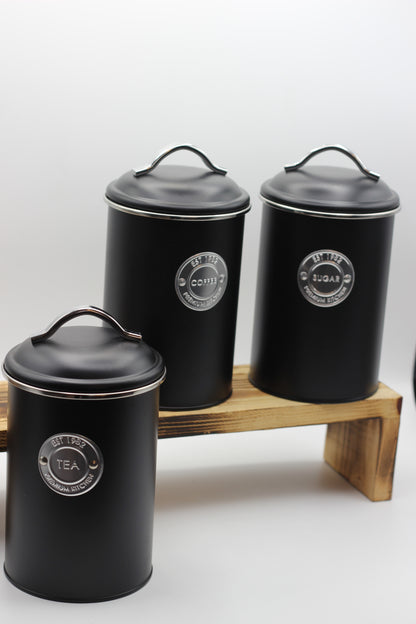 Set of 3 Badge Storage Tins Black