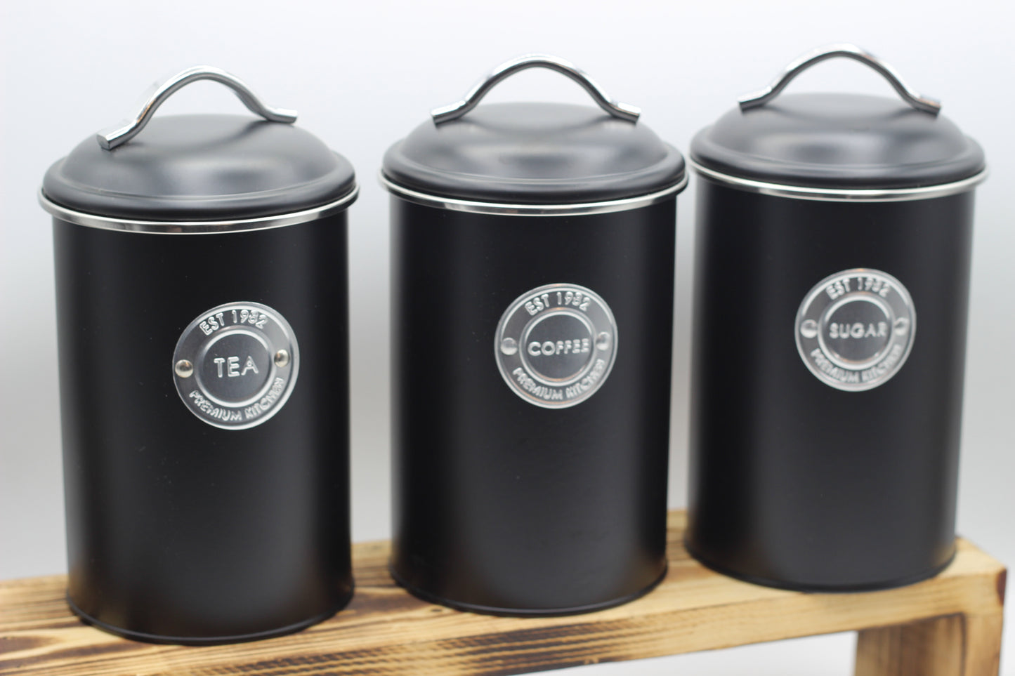 Set of 3 Badge Storage Tins Black