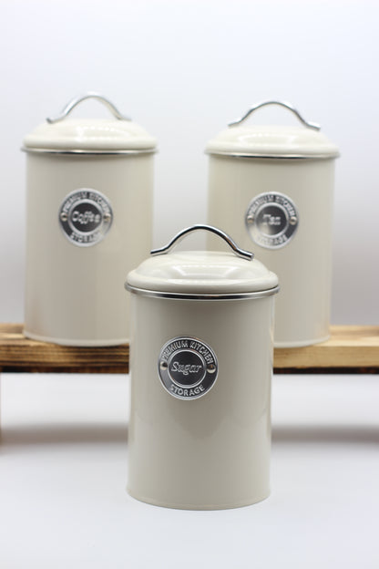 Set of 3 Badge Storage Tins Cream