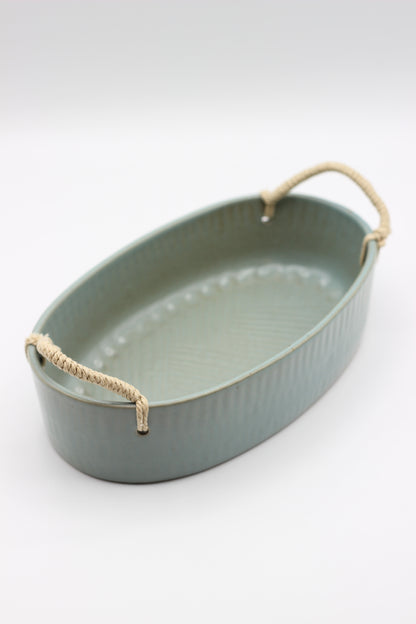 Stoneware Square platter with beads