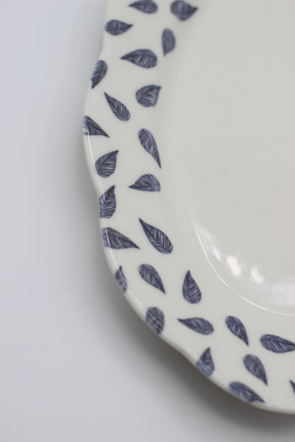 Porcelain Platter 25 Cm White-blue