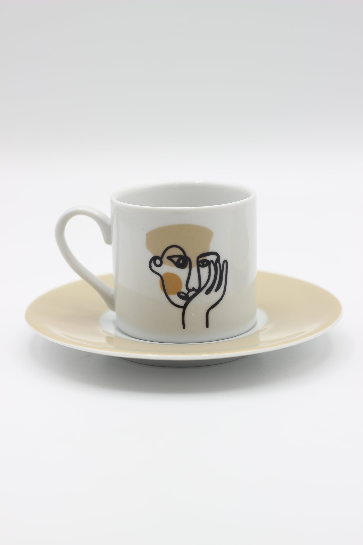 Set of Beige Abstract Coffee Cups