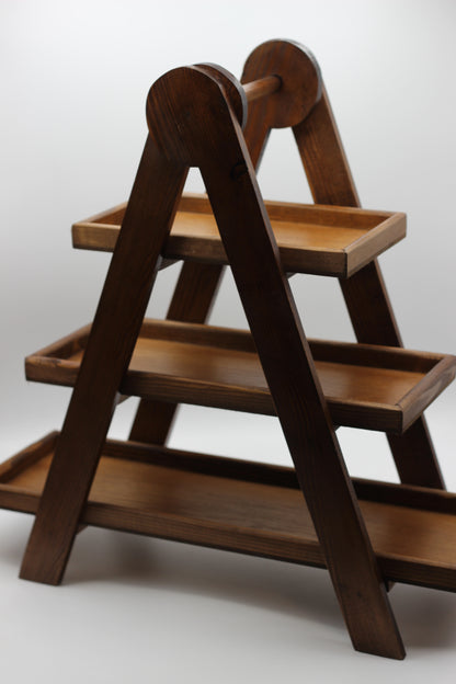 Wooden Pyramid 3 Tier stand with Removable Trays