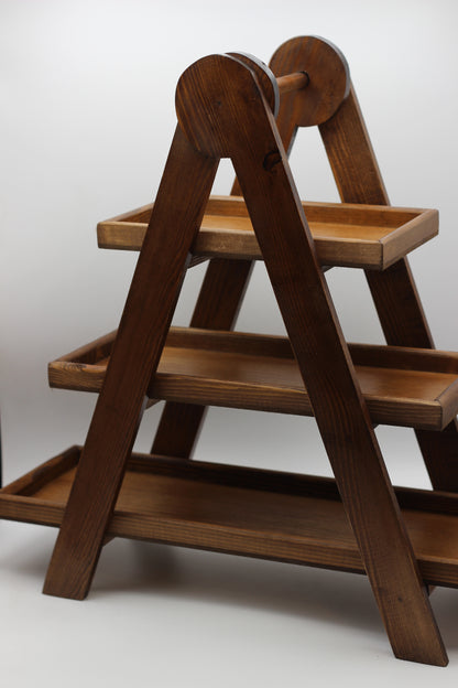 Wooden Pyramid 3 Tier stand with Removable Trays