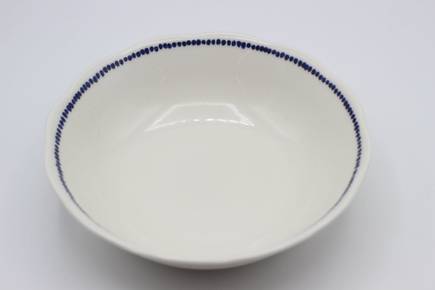 White With Blue Rim Bowl