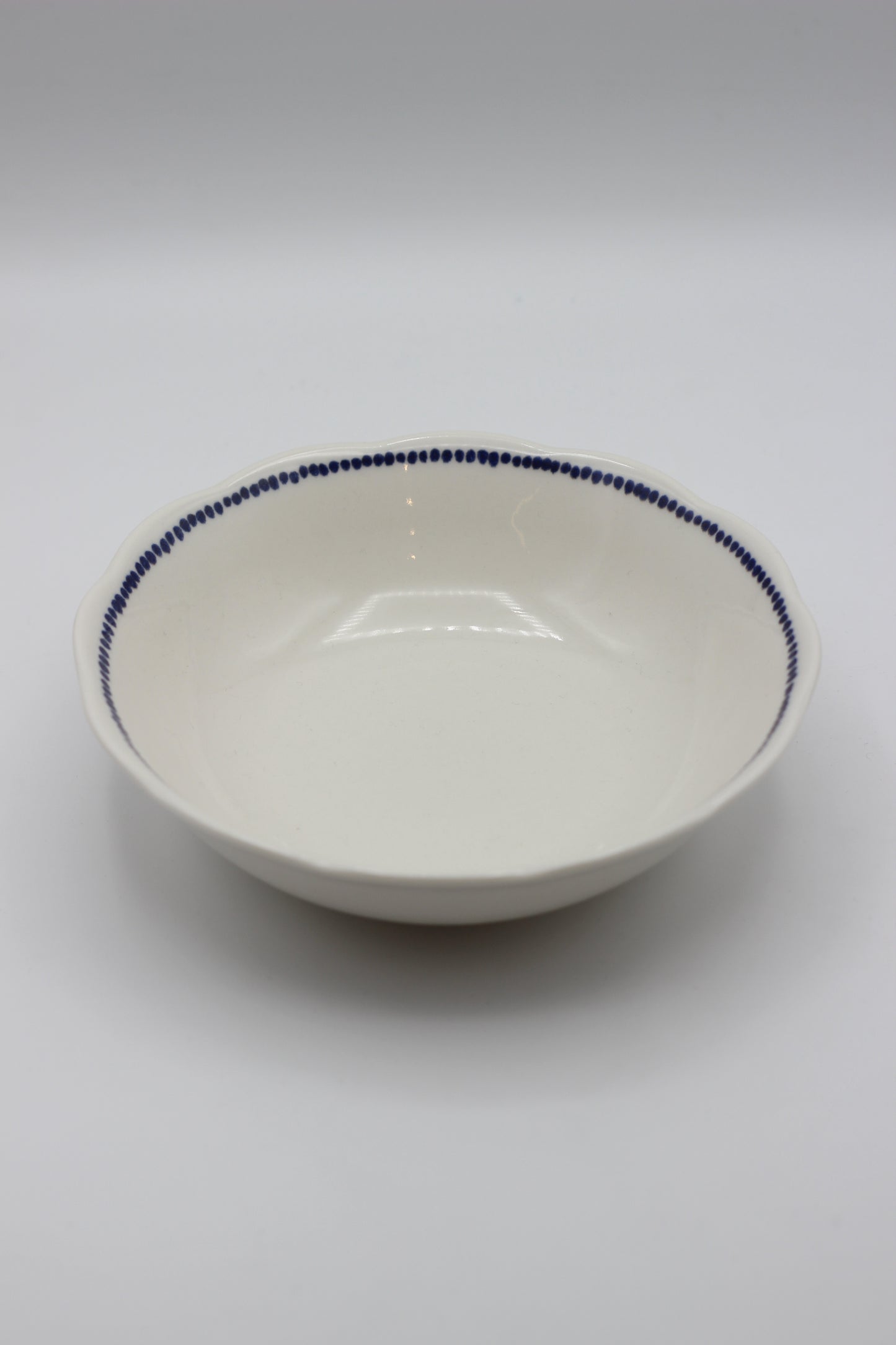 White With Blue Rim Bowl