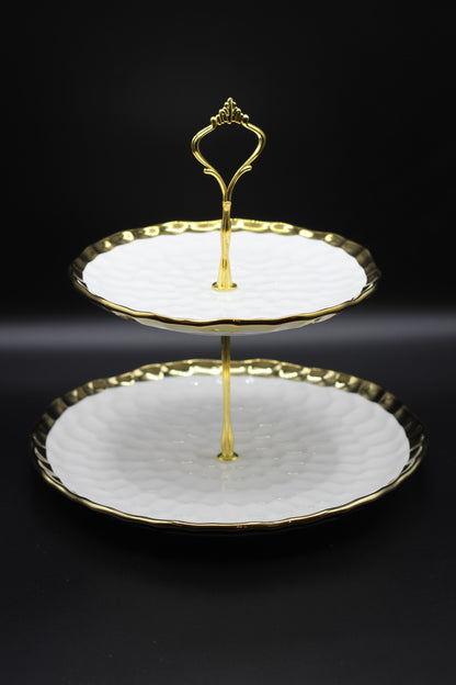 White & Gold 2-Tier Cake Stand