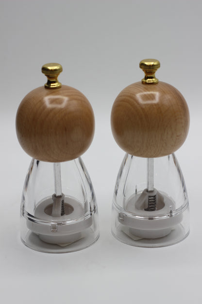 Manual Round Head Salt and pepper Mills set of2Pcs.