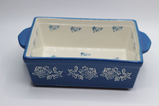 Blue Engraved Baking Dish