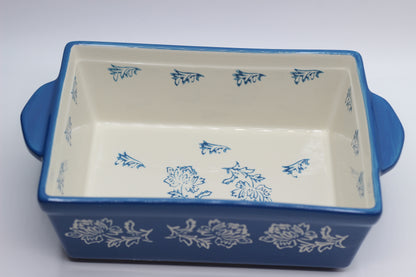 Blue Engraved Baking Dish