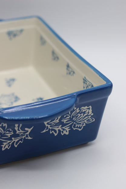 Blue Engraved Baking Dish