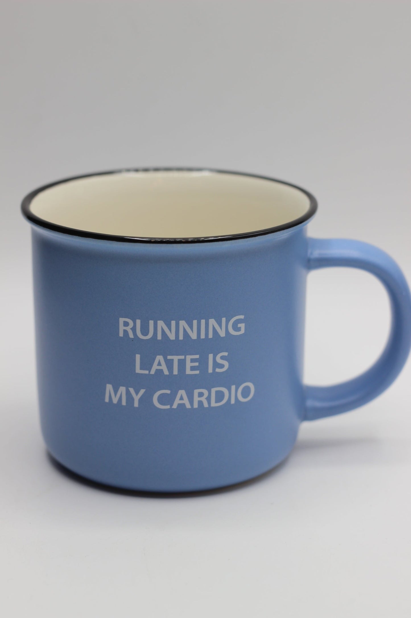 Running late is my Cardio mug Blue  350ml