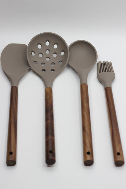 Wooden with Silicone Spatula