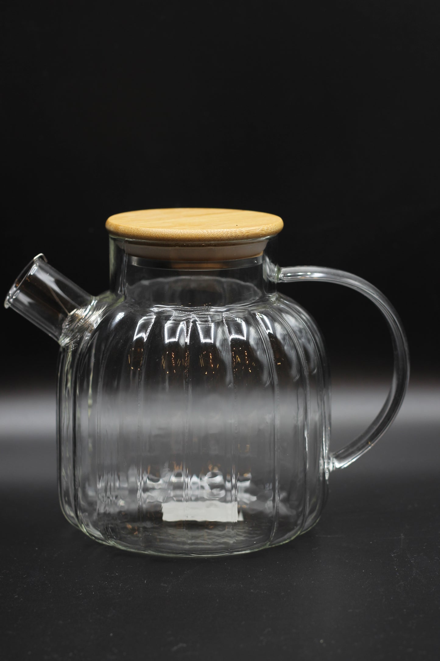 Ribbed Glass Tea Pot