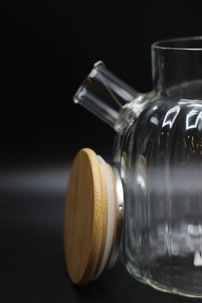 Ribbed Glass Tea Pot