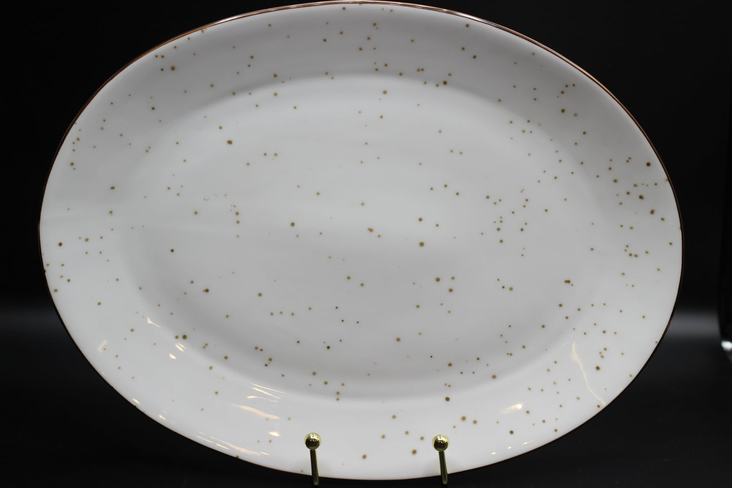 Oval brown dotted platter set of 2pcs