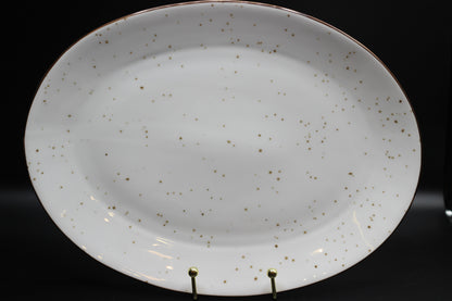 Oval brown dotted platter set of 2pcs